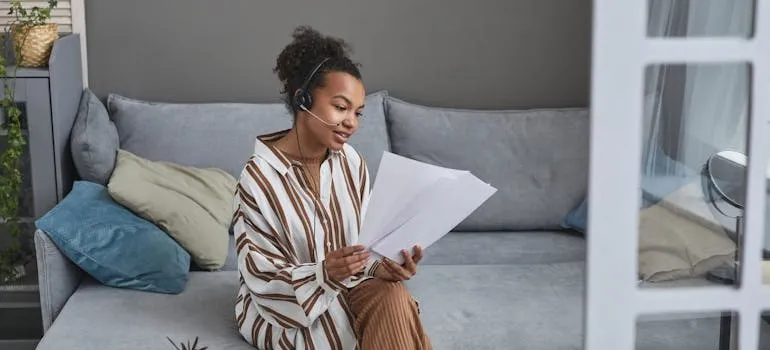 a girl reading reports